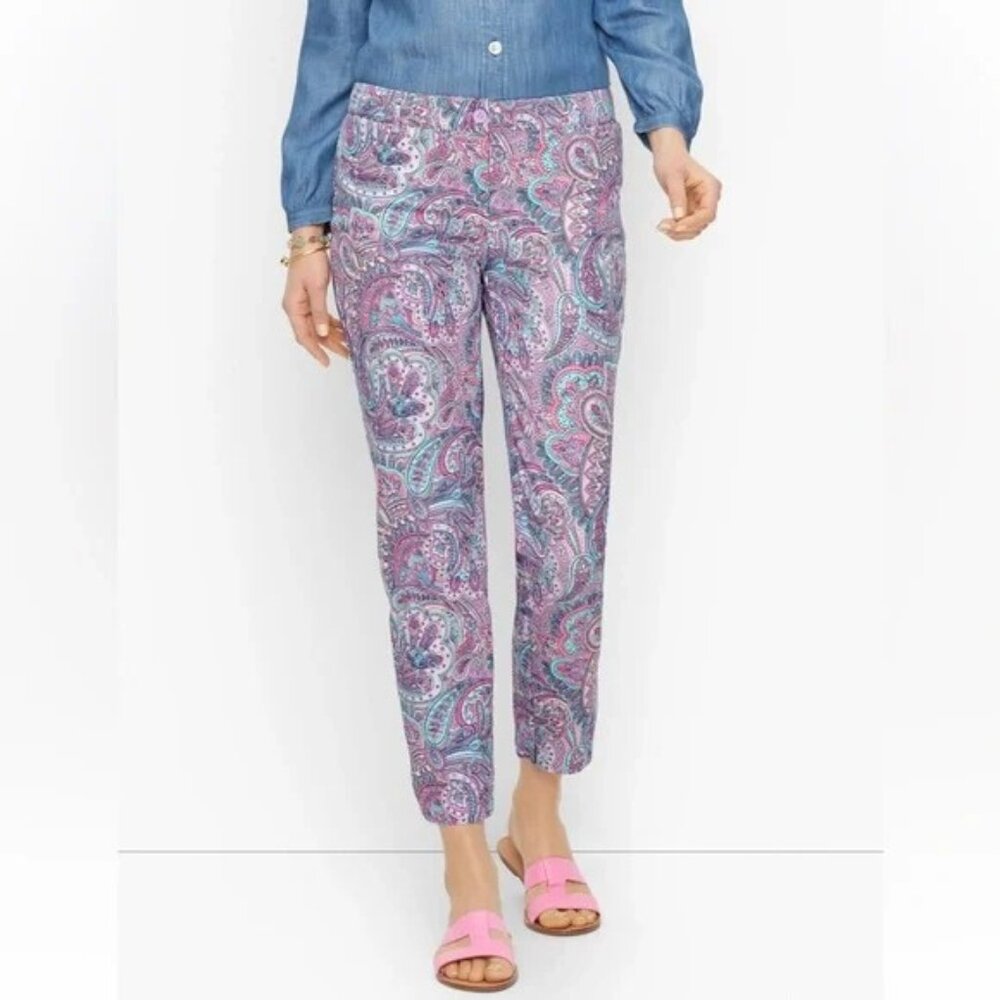 Talbots Paisley Print Cropped Pants - Pink and Purple